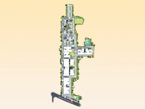 Dream Gurukul site master plan showing tower layout, internal roads and landscaped greens